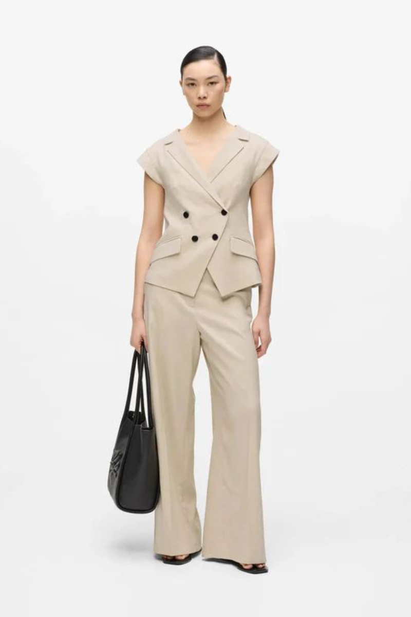 Nohavice Karl Lagerfeld Wide Leg Melange Pants Safari