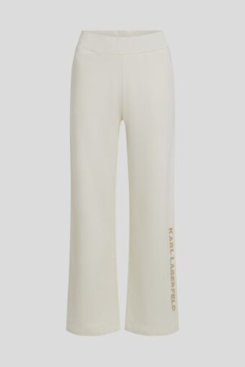 Tepláky Karl Lagerfeld Embroidery Detail Sweatpants Cannoli Cream