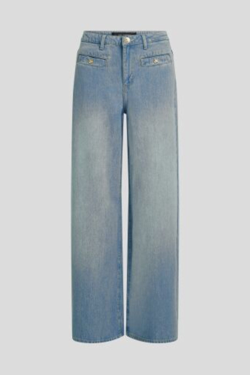 Džínsy Karl Lagerfeld Wide Leg Denim Pants Light Blue Denim