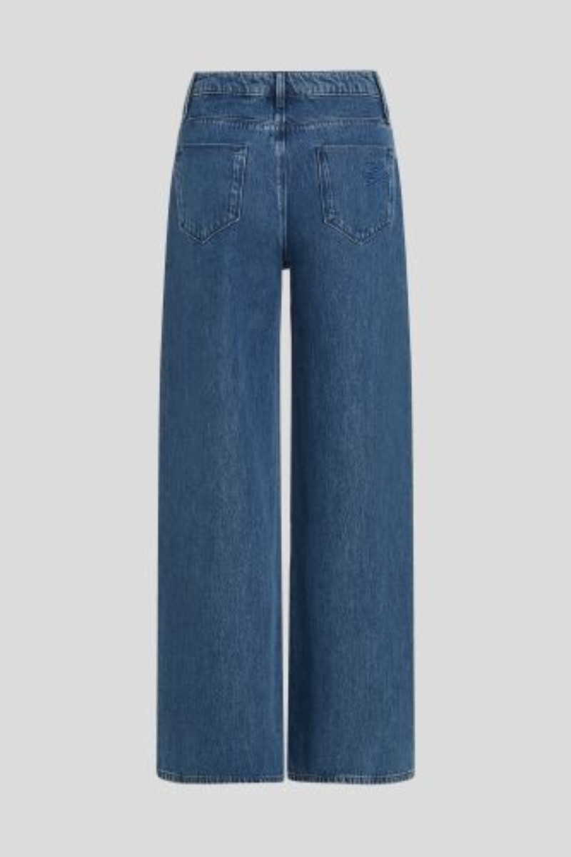 Džínsy Karl Lagerfeld Wide Leg Denim Pants Mid Blue Denim Wash