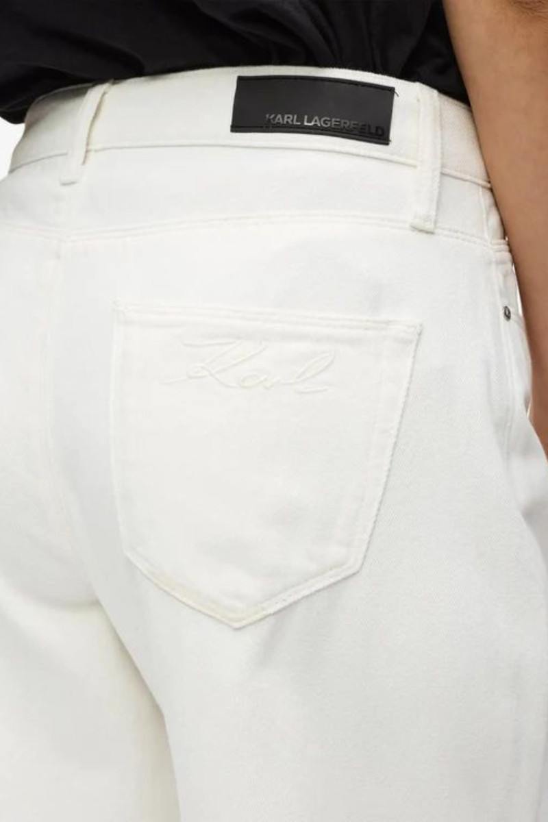 Džínsy Karl Lagerfeld Wide Leg Turn Up Denim Pants Off White Denim