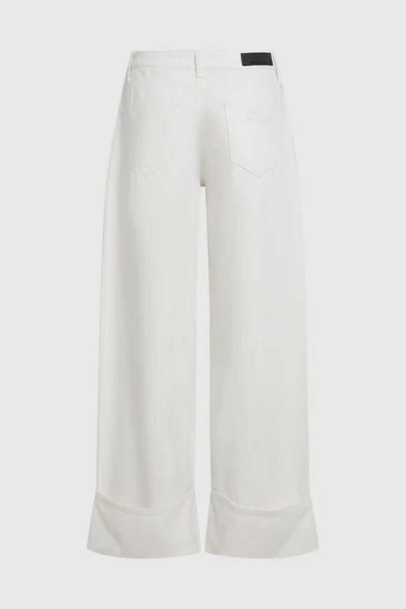 Džínsy Karl Lagerfeld Wide Leg Turn Up Denim Pants Off White Denim