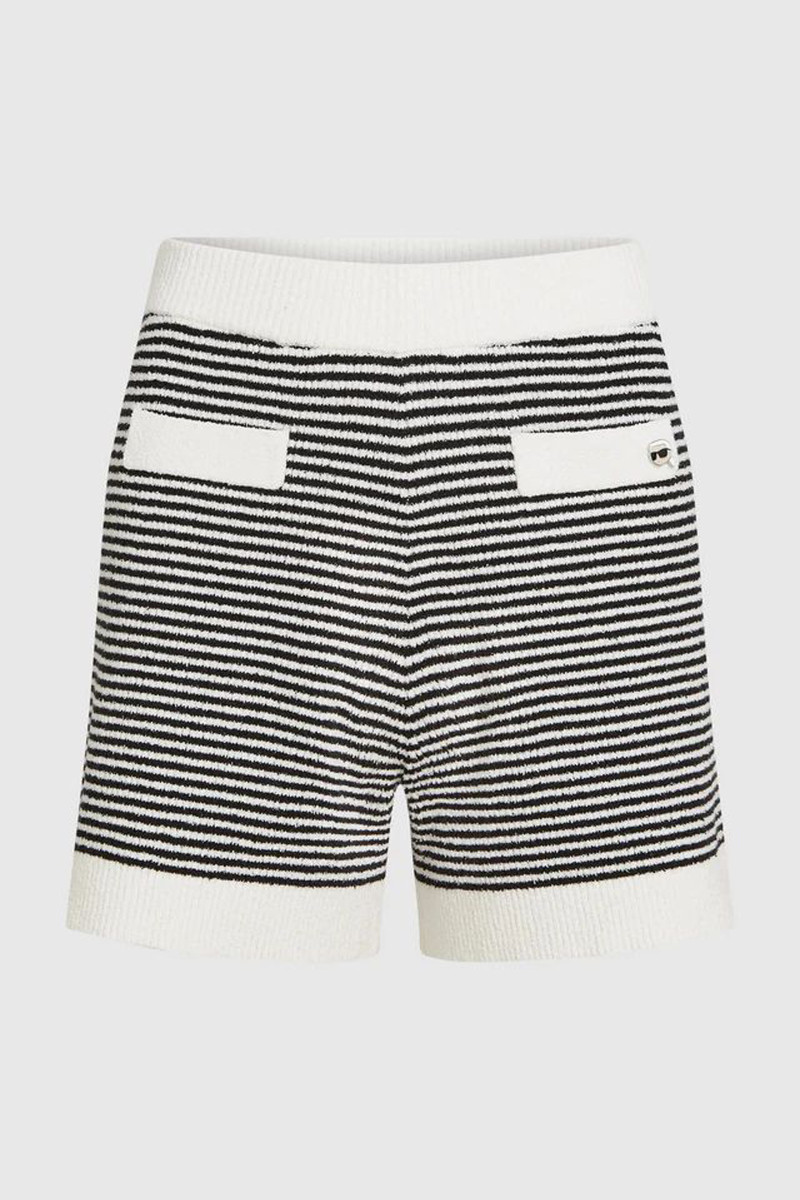 Šortky Karl Lagerfeld Ikon Striped Knit Shorts Small Stripe Black-White
