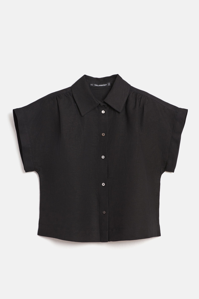 Blúzka Karl Lagerfeld Linen Blend Top Black