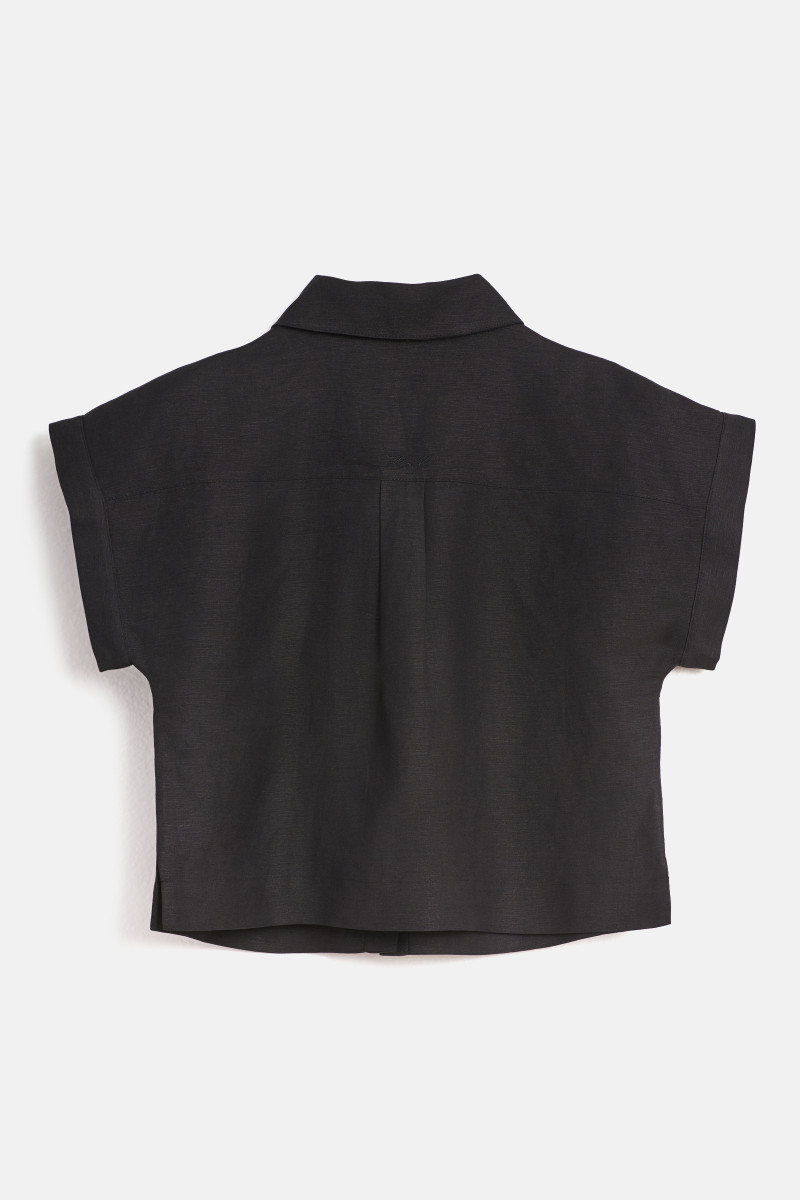 Blúzka Karl Lagerfeld Linen Blend Top Black