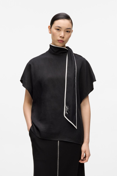 BLÚZKA KARL LAGERFELD LINEN BLEND PIPING BLOUSE - Fotografia č. 1