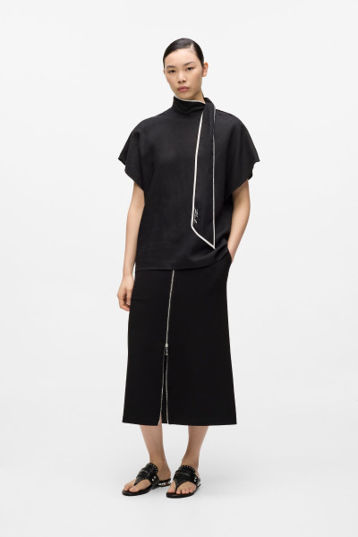 BLÚZKA KARL LAGERFELD LINEN BLEND PIPING BLOUSE - Fotografia č. 2