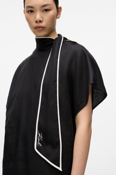 BLÚZKA KARL LAGERFELD LINEN BLEND PIPING BLOUSE - Fotografia č. 4