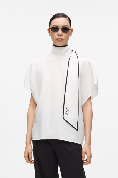 BLÚZKA KARL LAGERFELD LINEN BLEND PIPING BLOUSE - Fotografia č. 1