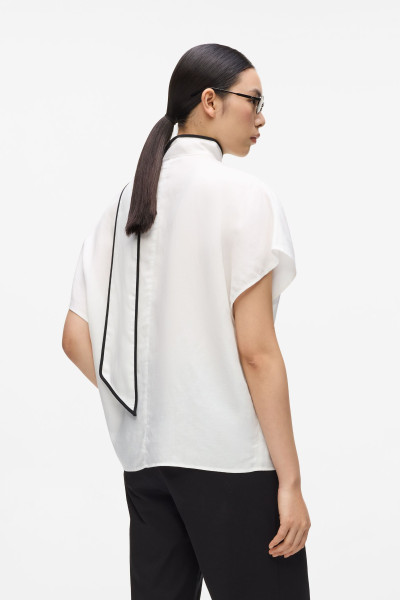 BLÚZKA KARL LAGERFELD LINEN BLEND PIPING BLOUSE - Fotografia č. 4