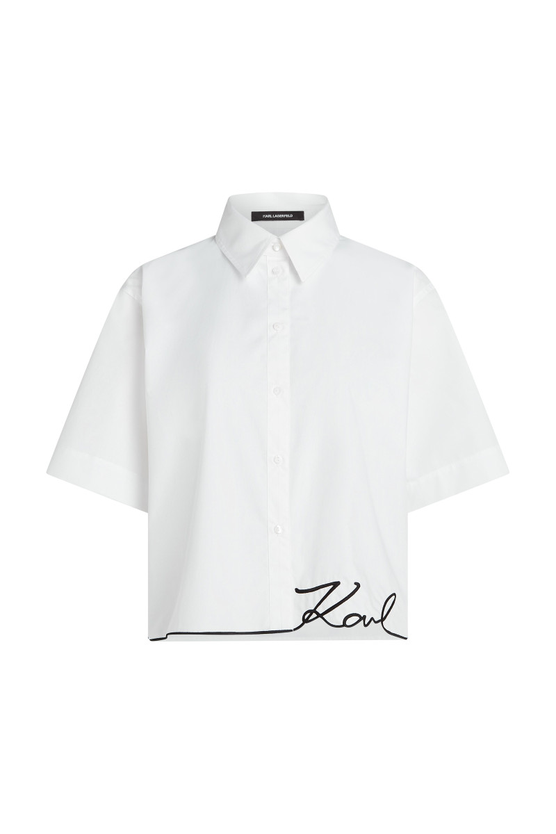Blúzka Karl Lagerfeld Signature Hem Poplin Shirt White