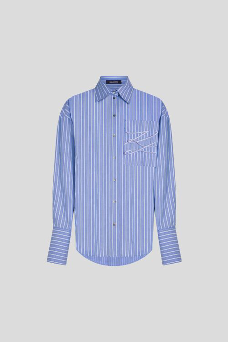 Košeľa Karl Lagerfeld Autograph Striped Poplin Shirt Classic Blue Stripe