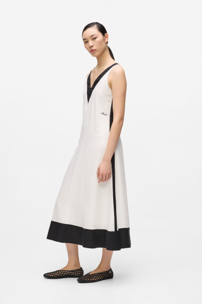 ŠATY KARL LAGERFELD BW LINEN BLEND DRESS - Fotografia č. 1