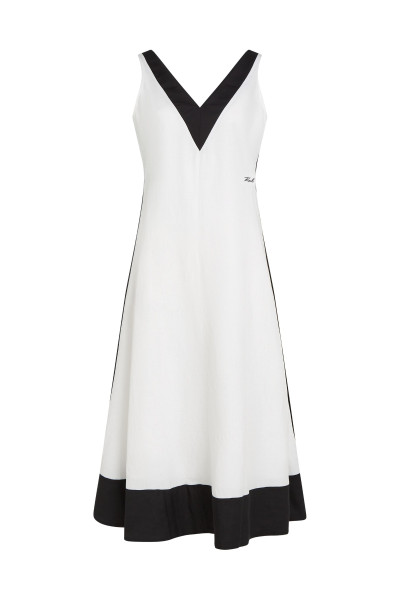ŠATY KARL LAGERFELD BW LINEN BLEND DRESS - Fotografia č. 5