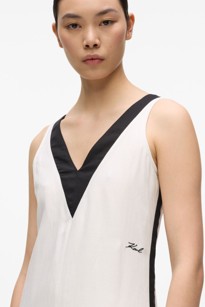ŠATY KARL LAGERFELD BW LINEN BLEND DRESS - Fotografia č. 4
