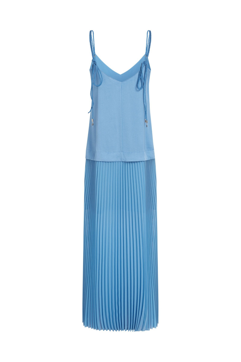 Šaty Karl Lagerfeld Rope Detail Pleated Dress Silver Lake Blue