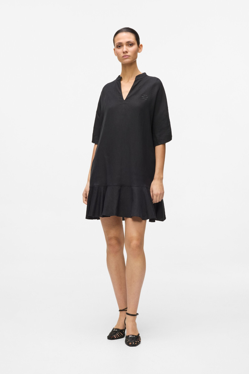 Šaty Karl Lagerfeld Linen Blend Shift Dress Black