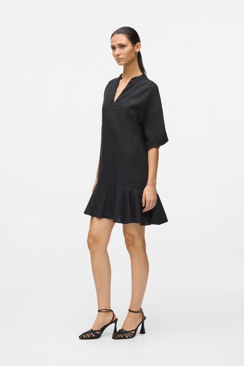 Šaty Karl Lagerfeld Linen Blend Shift Dress Black