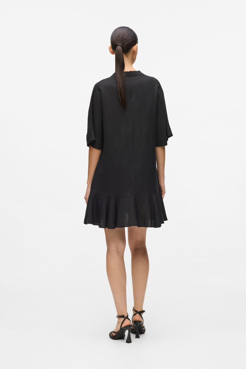 Šaty Karl Lagerfeld Linen Blend Shift Dress Black