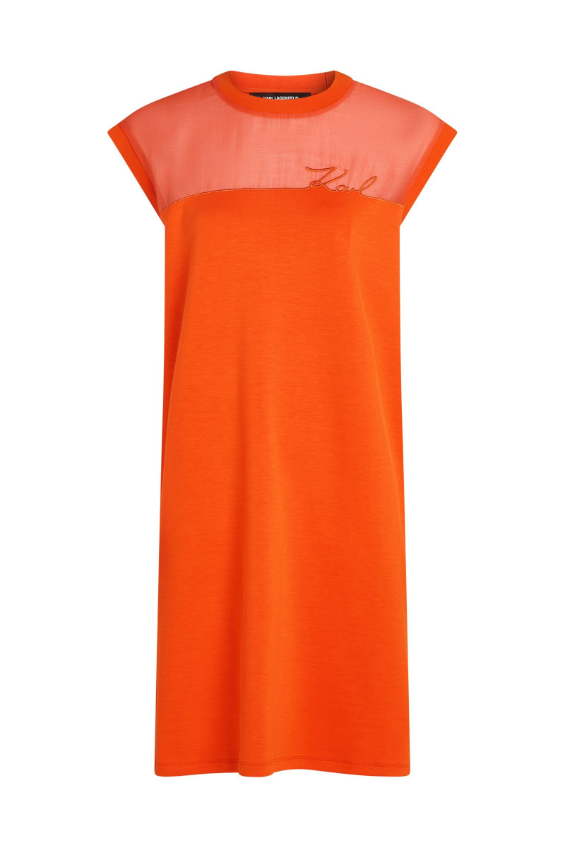 Šaty Karl Lagerfeld Signature T-Shirt Dress Tangerine Tango