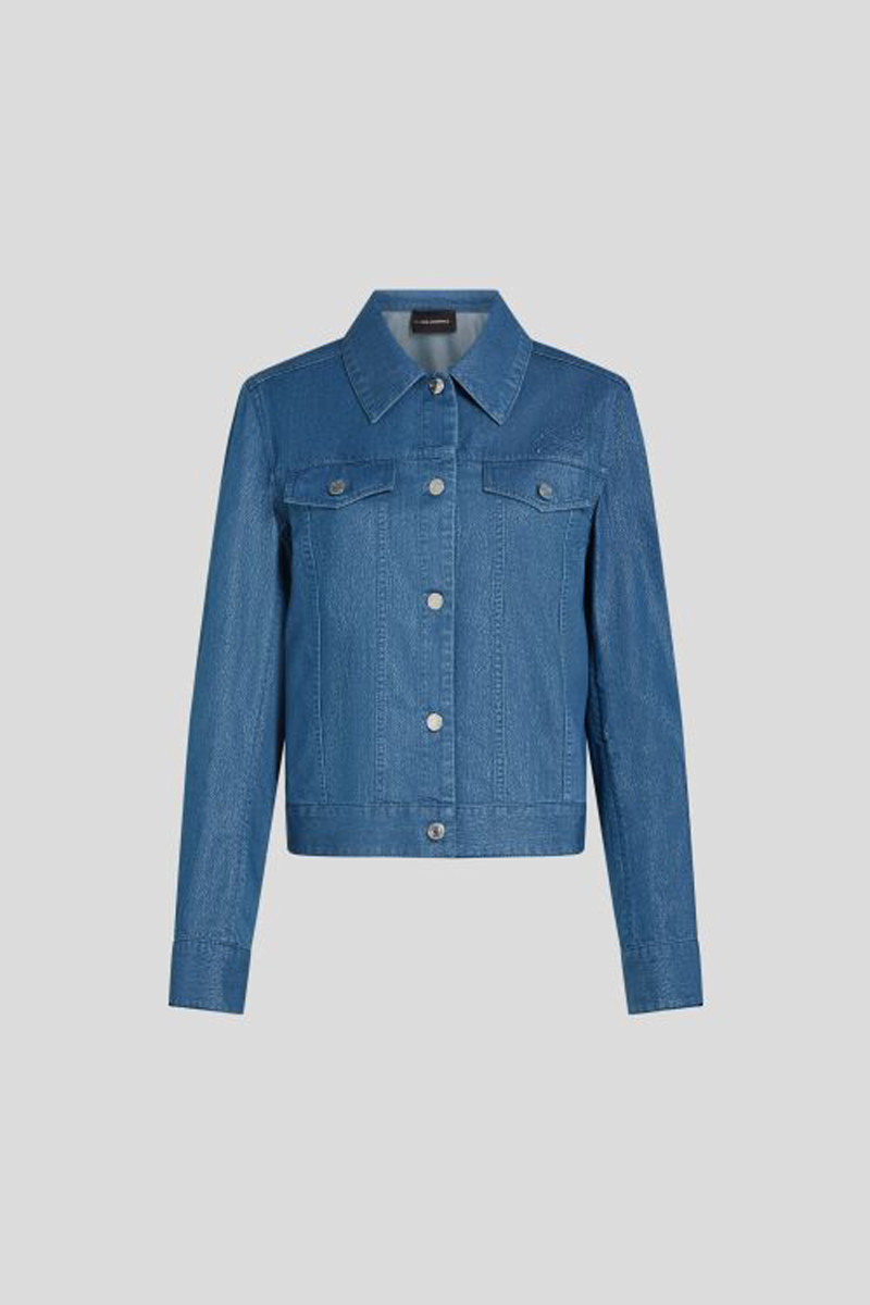Bunda Karl Lagerfeld Lightweight Shiny Denim Jacket Mid Blue Denim