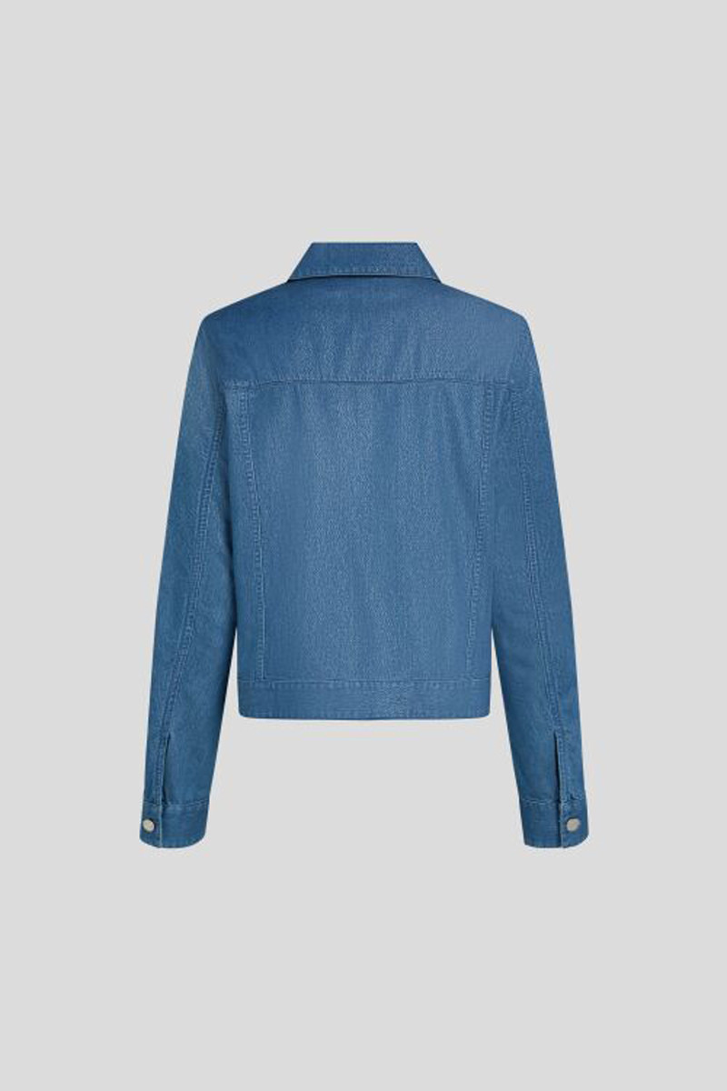 Bunda Karl Lagerfeld Lightweight Shiny Denim Jacket Mid Blue Denim