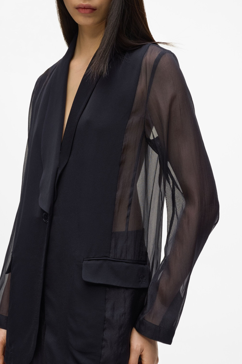Sako Karl Lagerfeld Organza Fashion Blazer Black