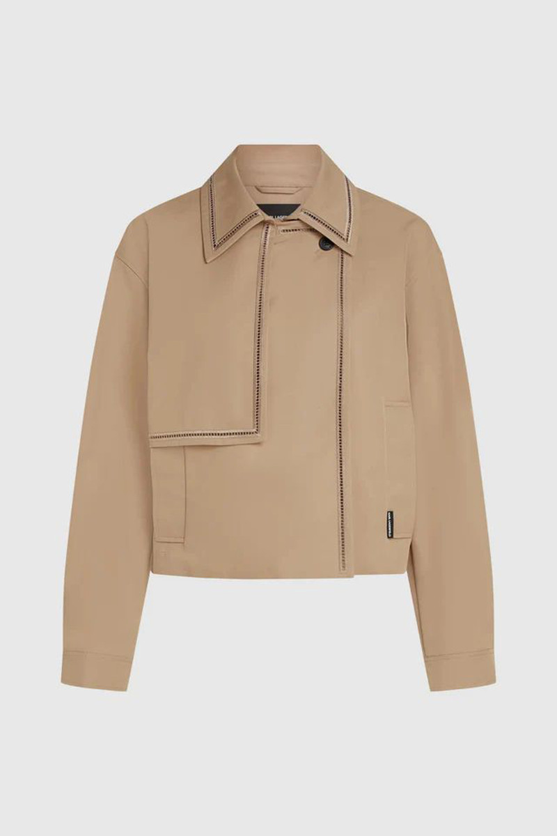 Bunda Karl Lagerfeld Embroidery Detail Short Trench Nougat
