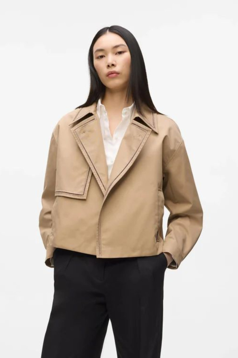 Bunda Karl Lagerfeld Embroidery Detail Short Trench Nougat