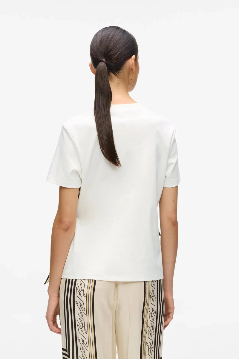 Tričko Karl Lagerfeld Scarf Print Detail T-Shirt Cannoli Cream