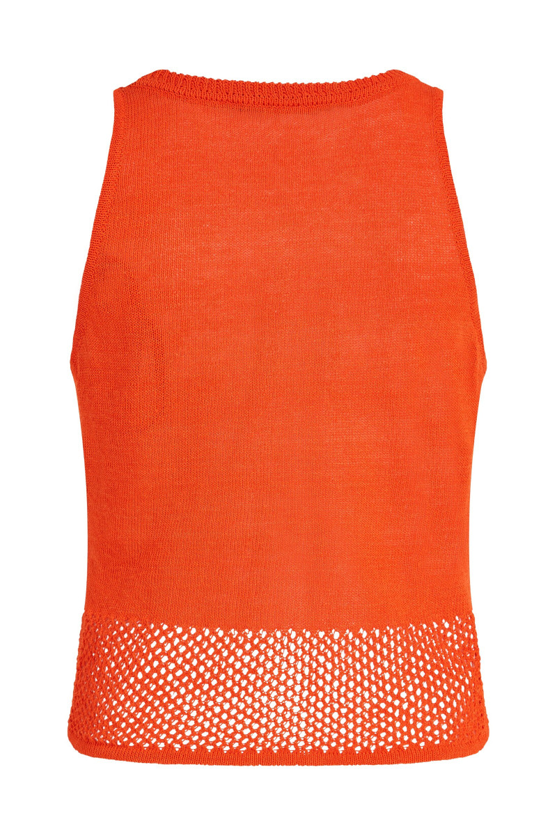 Top Karl Lagerfeld Crochet Knit Top Tangerine Tango