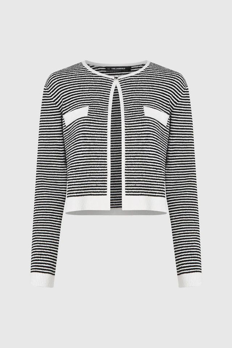 Kardigán Karl Lagerfeld Ikon Striped Knit Cardigan Small Stripe Black-White