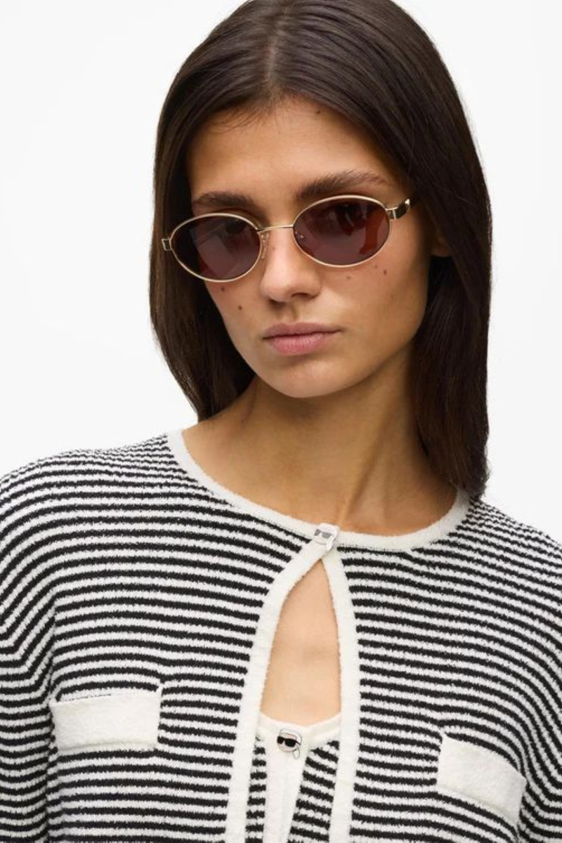 Kardigán Karl Lagerfeld Ikon Striped Knit Cardigan Small Stripe Black-White