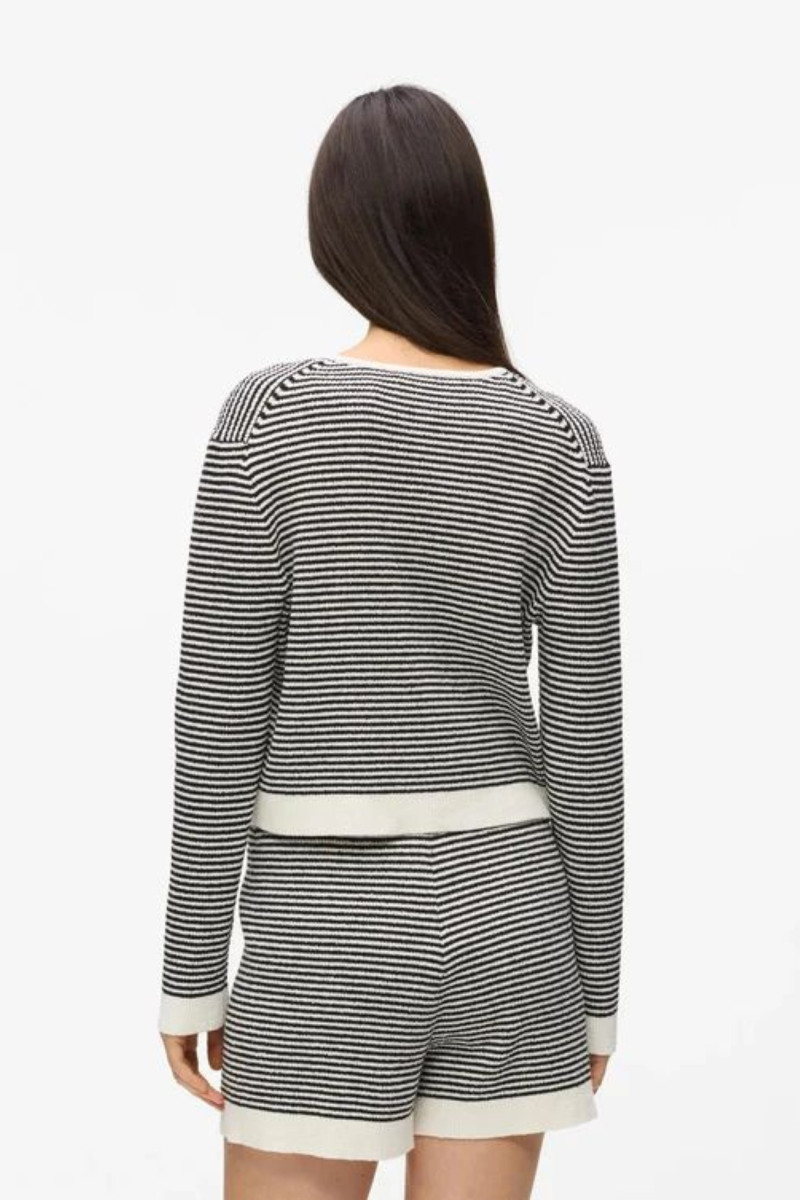 Kardigán Karl Lagerfeld Ikon Striped Knit Cardigan Small Stripe Black-White