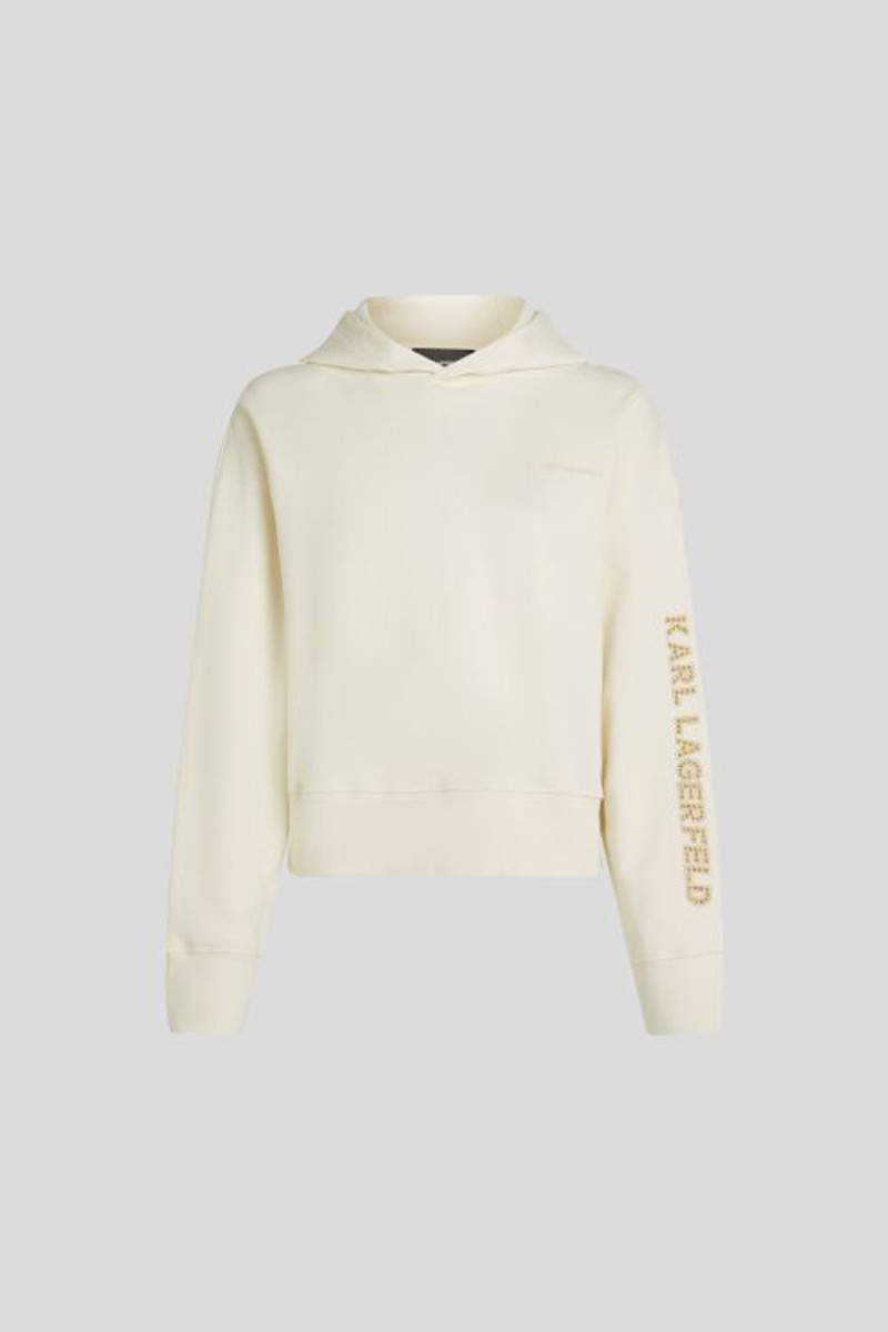 Mikina Karl Lagerfeld Embroidery Detail Hoodie Cannoli Cream