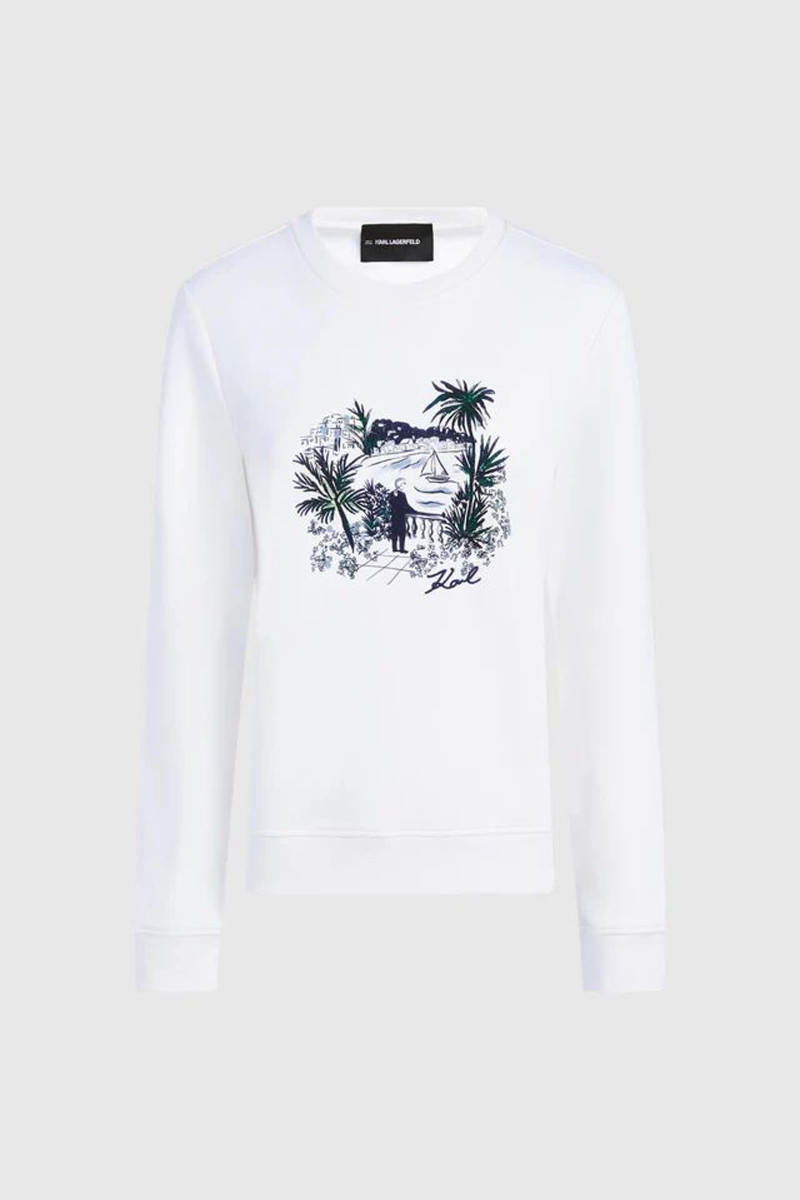 Mikina Karl Lagerfeld Villa Print Sweatshirt Cannoli Cream