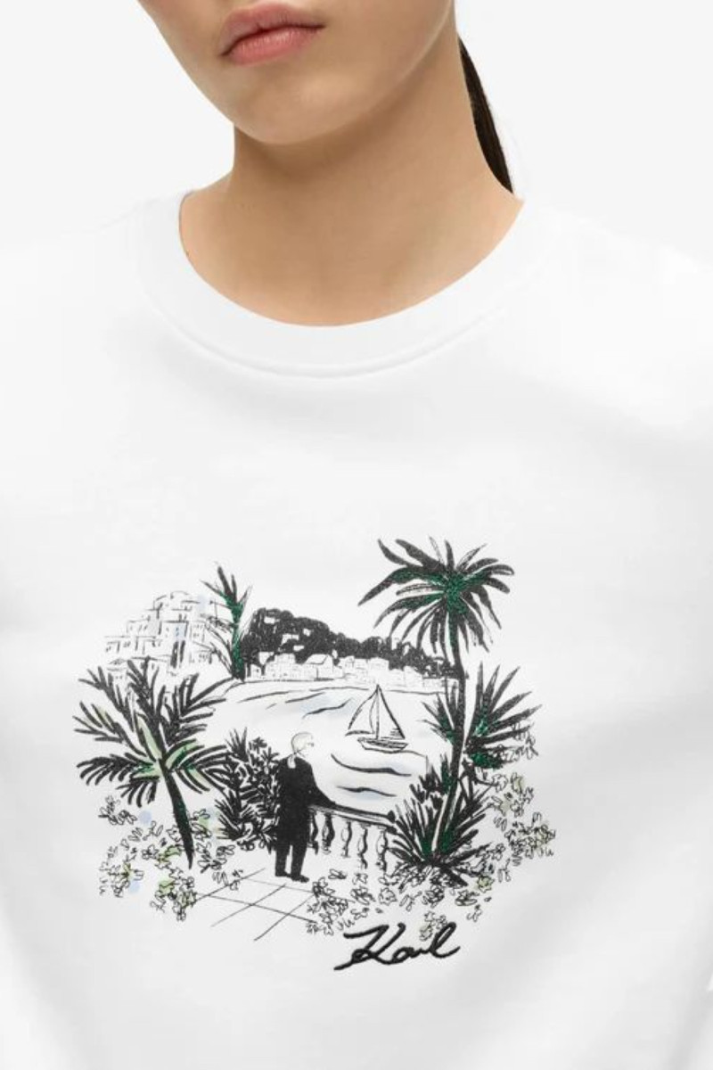 Mikina Karl Lagerfeld Villa Print Sweatshirt Cannoli Cream