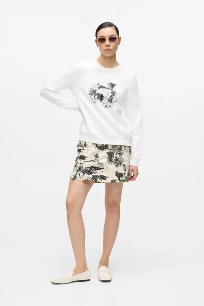 Mikina Karl Lagerfeld Villa Print Sweatshirt Cannoli Cream