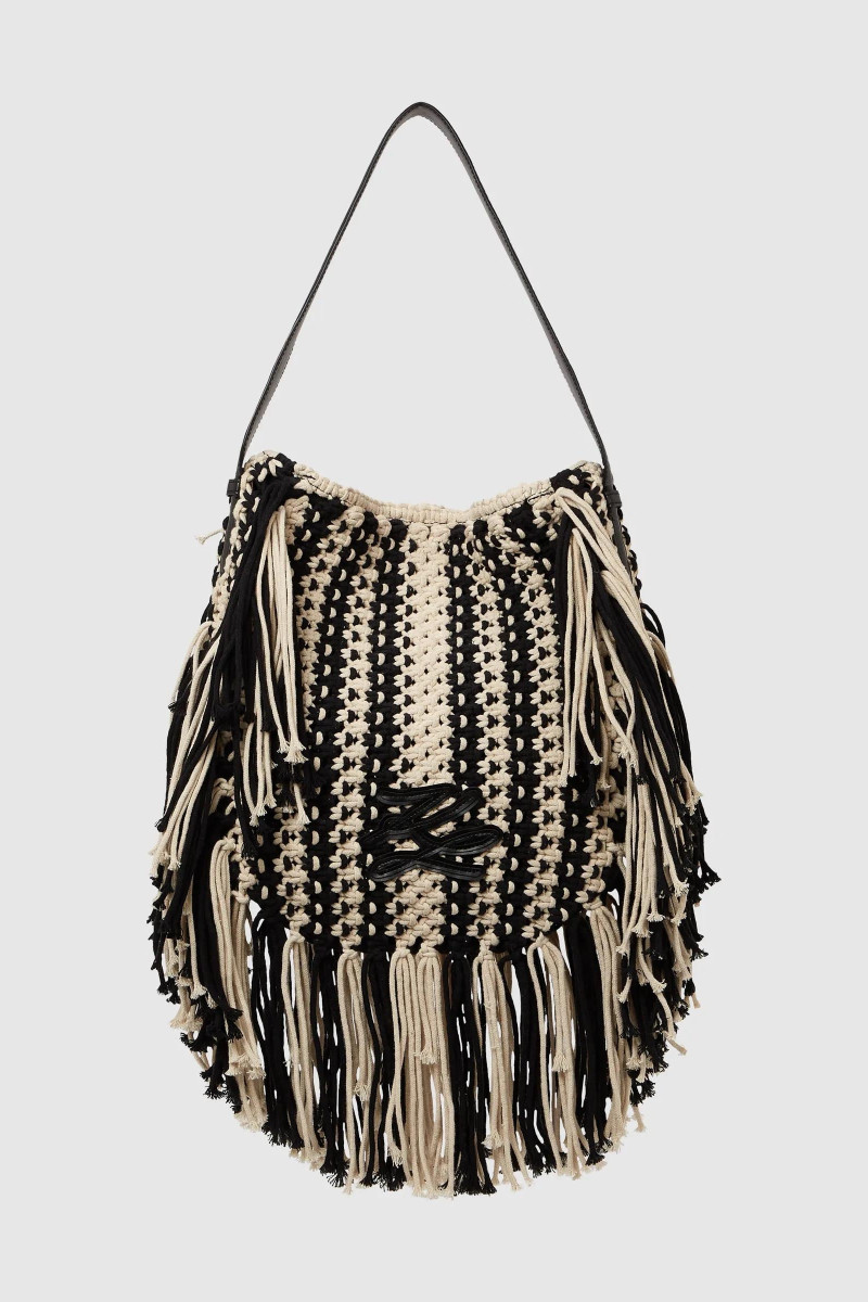 Kabelka Karl Lagerfeld K/Autograph Patch Shb Fringe Black/White