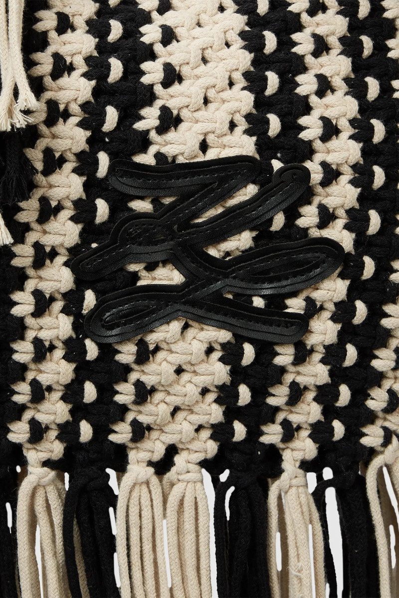 Kabelka Karl Lagerfeld K/Autograph Patch Shb Fringe Black/White