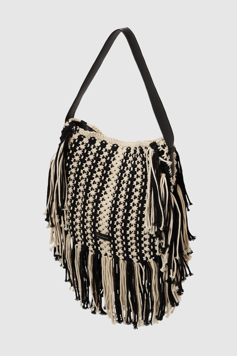 Kabelka Karl Lagerfeld K/Autograph Patch Shb Fringe Black/White
