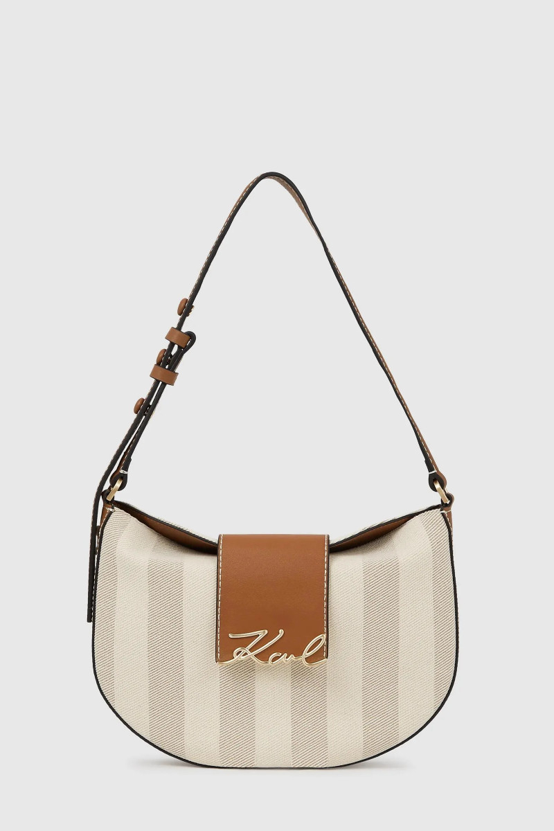 Kabelka Karl Lagerfeld K/Signature Flap Shb Herr Cnv Natural Canvas Tan