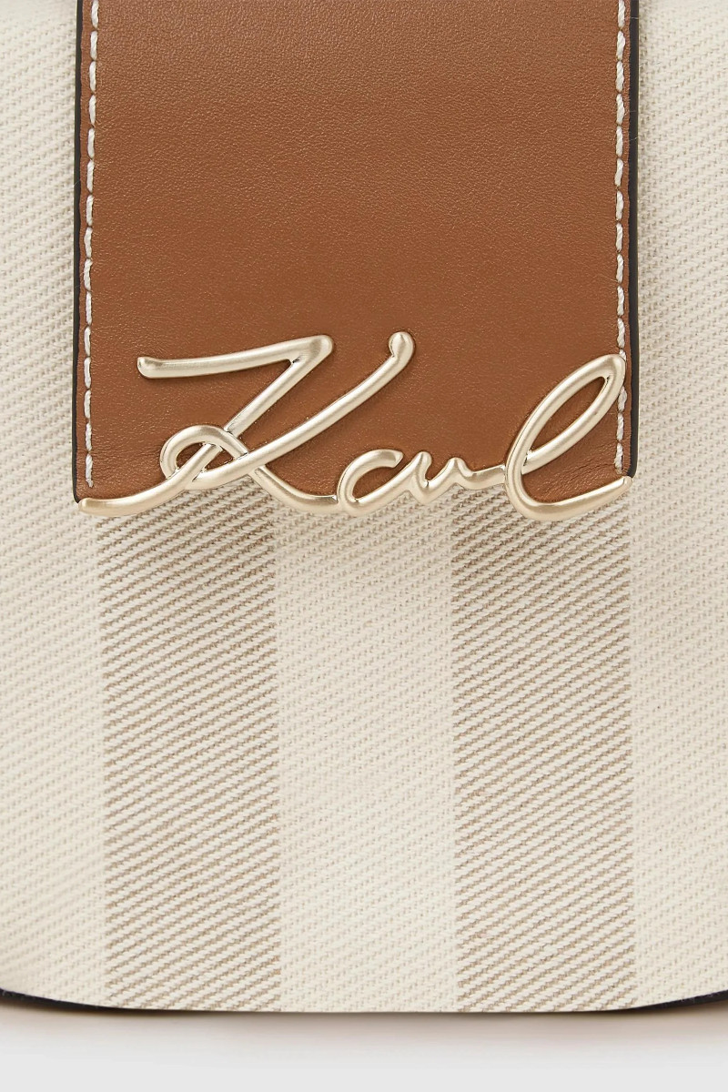 Kabelka Karl Lagerfeld K/Signature Flap Shb Herr Cnv Natural Canvas Tan