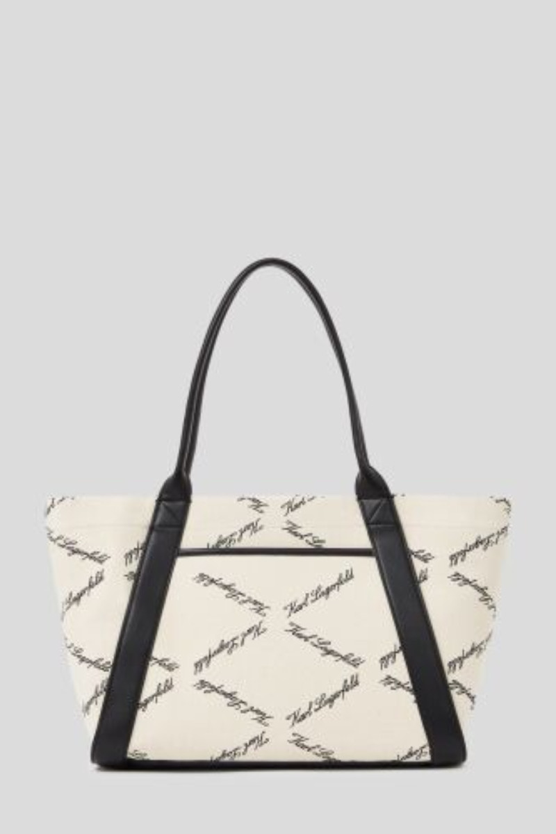 Kabelka Karl Lagerfeld K/Ville Md Tote Emb Canvas Natural Canvas - Black