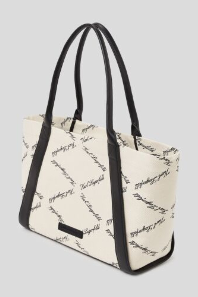 Kabelka Karl Lagerfeld K/Ville Md Tote Emb Canvas Natural Canvas - Black