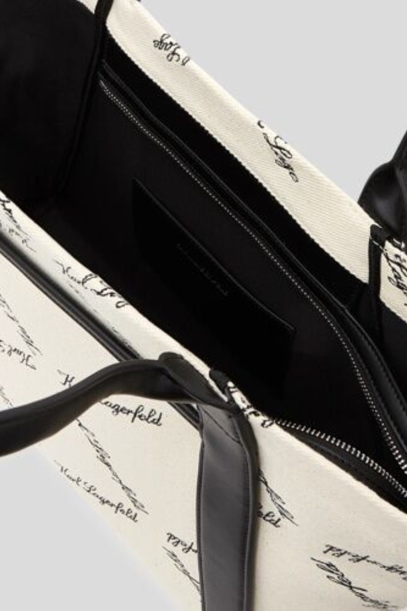 Kabelka Karl Lagerfeld K/Ville Md Tote Emb Canvas Natural Canvas - Black