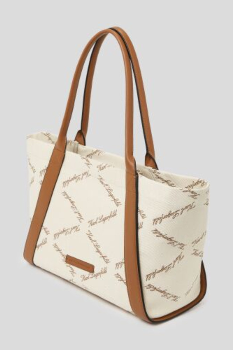 Kabelka Karl Lagerfeld K/Ville Md Tote Emb Canvas Natural Canvas Tan