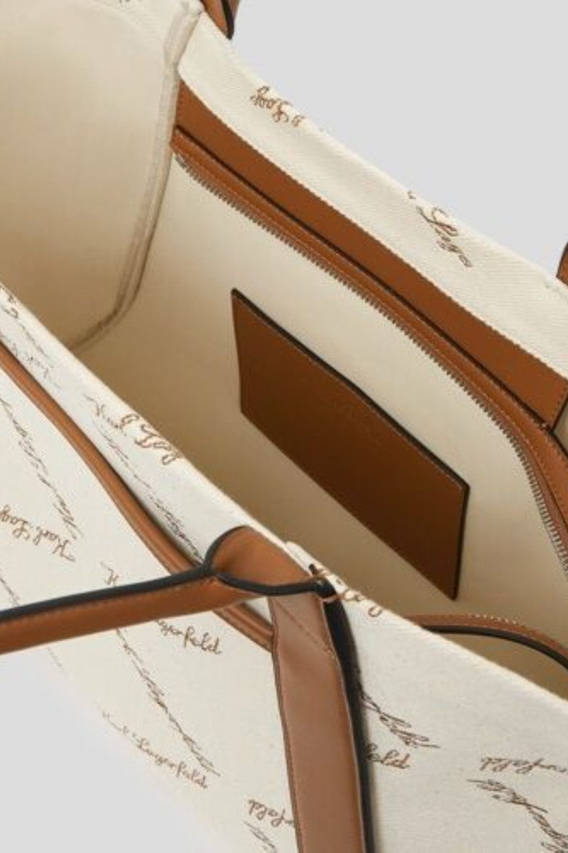 Kabelka Karl Lagerfeld K/Ville Md Tote Emb Canvas Natural Canvas Tan