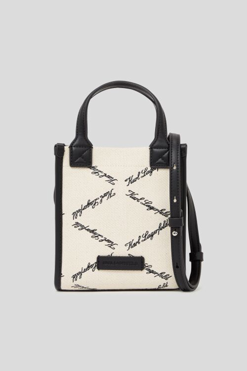 Taška Karl Lagerfeld K/Ville Mini Ns Cb Emb Canvas Natural Canvas - Black