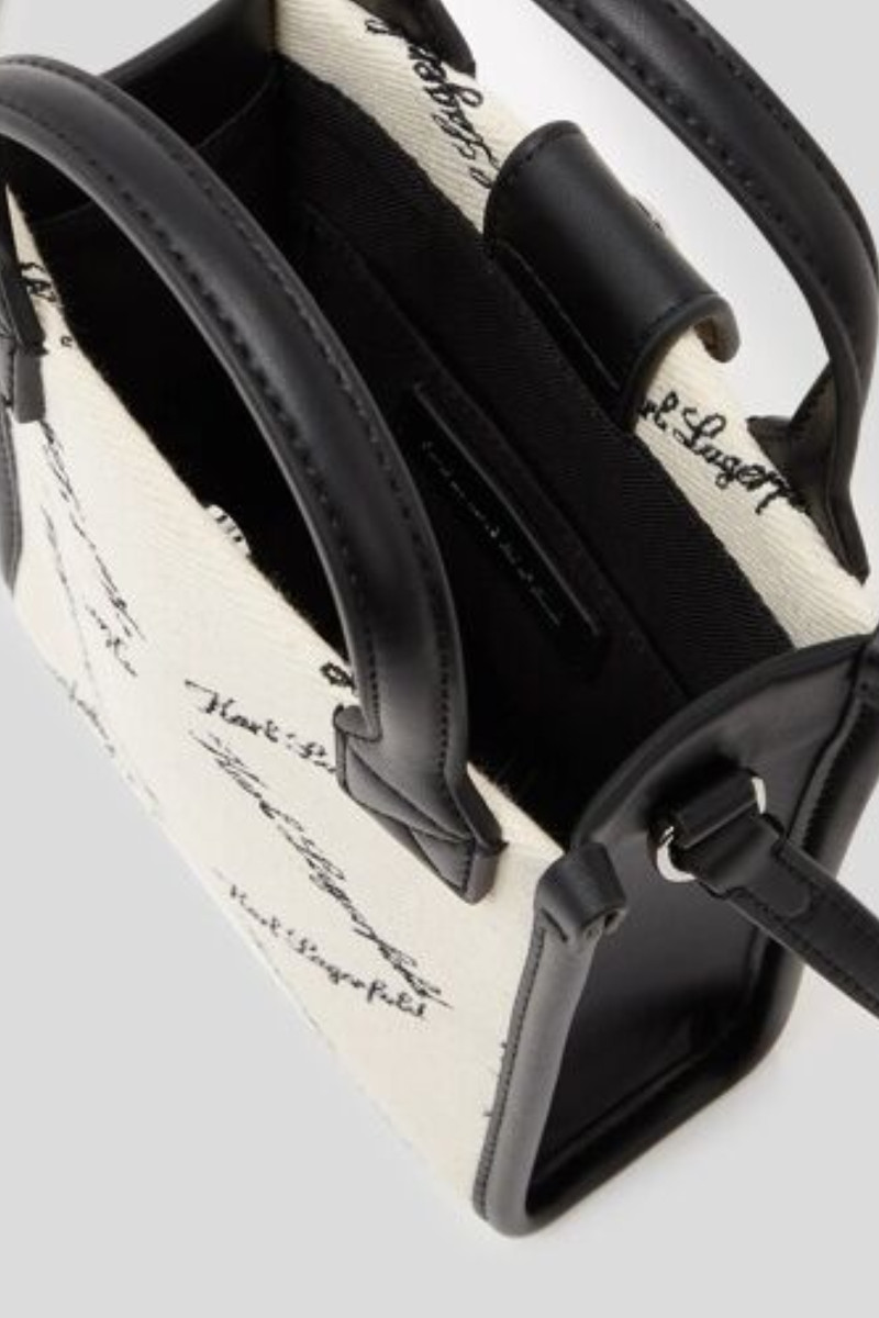 Taška Karl Lagerfeld K/Ville Mini Ns Cb Emb Canvas Natural Canvas - Black